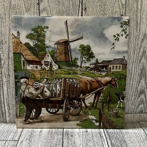 Vintage ROYAL MOSA HOLLAND CERAMIC TILE milk man